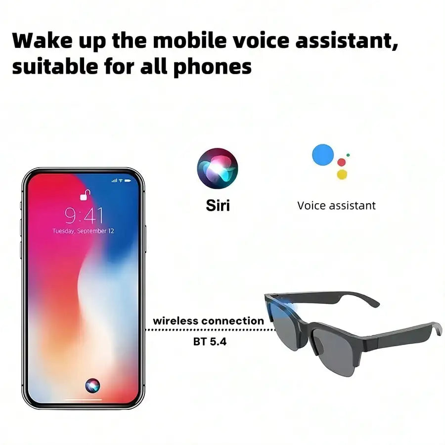 Ankriyul Smart Glasses With Wireless Earbuds-Stylish Design, Supports Music Playback And Calls, Stereo Sound, Ideal For Driving, Sports, And Outdoor Activities, The Perfect Gift For Couples, 100mAh Battery Capacity