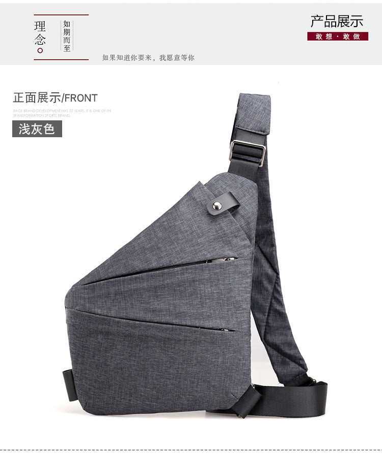 Right shoulder gun bag cross-border wholesale nylon chest bag men's lightweight simple large capacity messenger bag casual close-fitting shoulder bag
