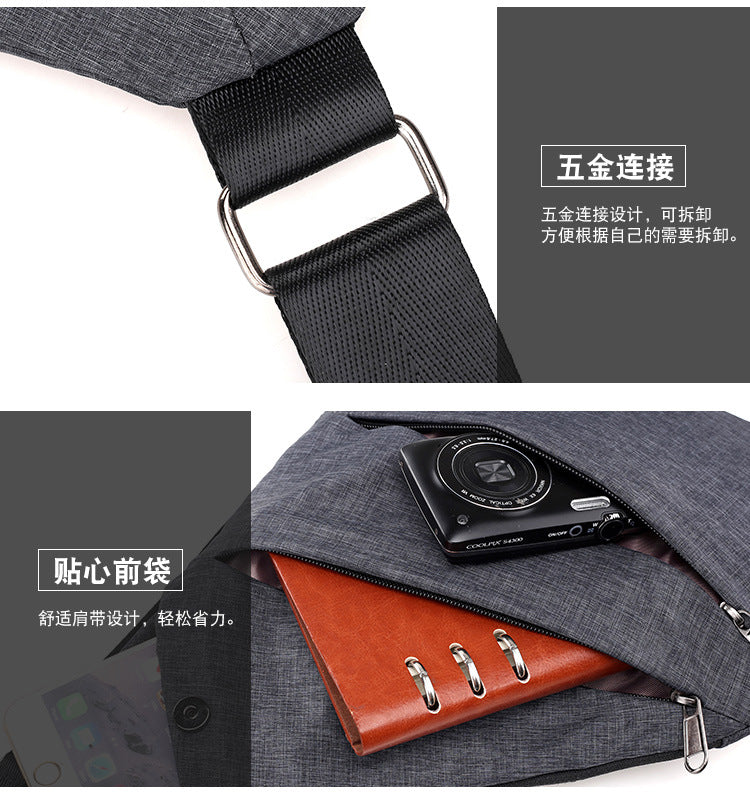 Right shoulder gun bag cross-border wholesale nylon chest bag men's lightweight simple large capacity messenger bag casual close-fitting shoulder bag