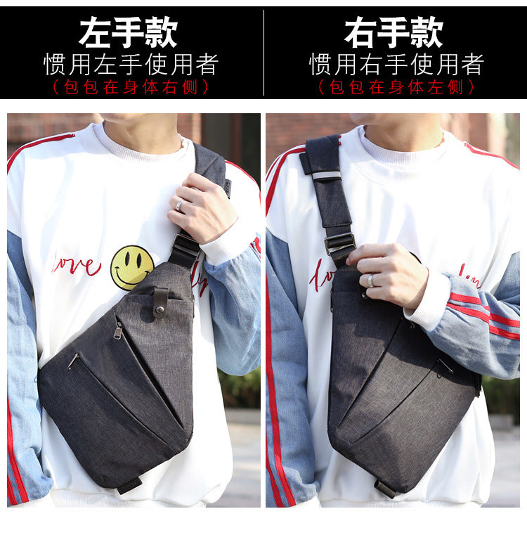 Right shoulder gun bag cross-border wholesale nylon chest bag men's lightweight simple large capacity messenger bag casual close-fitting shoulder bag