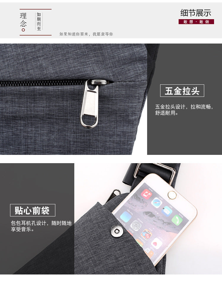 Right shoulder gun bag cross-border wholesale nylon chest bag men's lightweight simple large capacity messenger bag casual close-fitting shoulder bag