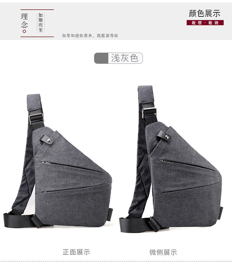 Right shoulder gun bag cross-border wholesale nylon chest bag men's lightweight simple large capacity messenger bag casual close-fitting shoulder bag