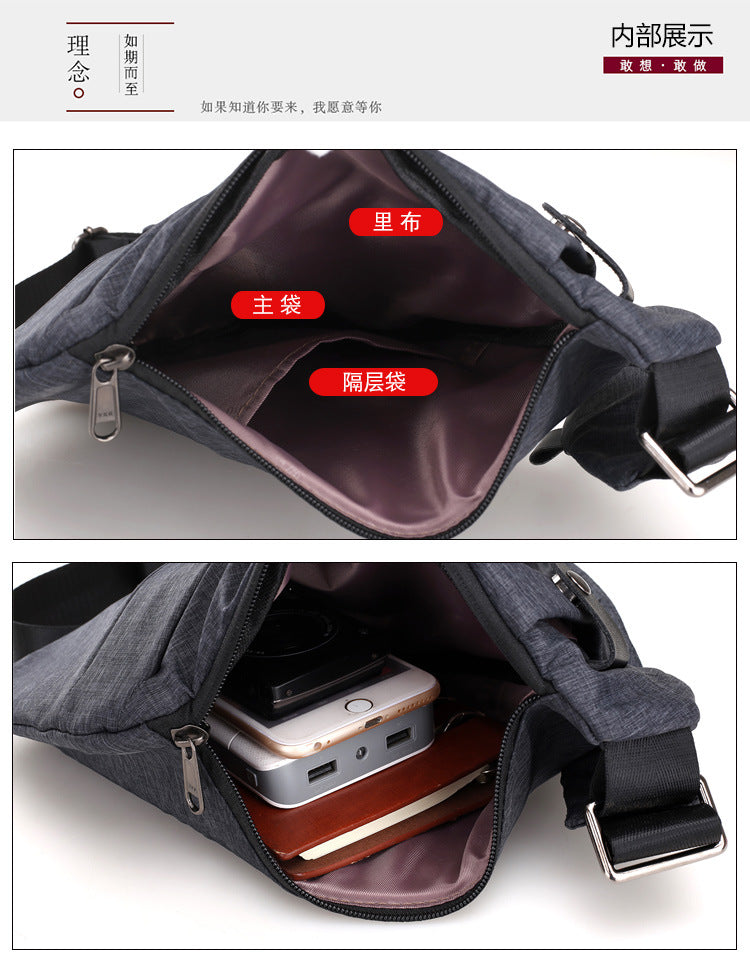 Right shoulder gun bag cross-border wholesale nylon chest bag men's lightweight simple large capacity messenger bag casual close-fitting shoulder bag