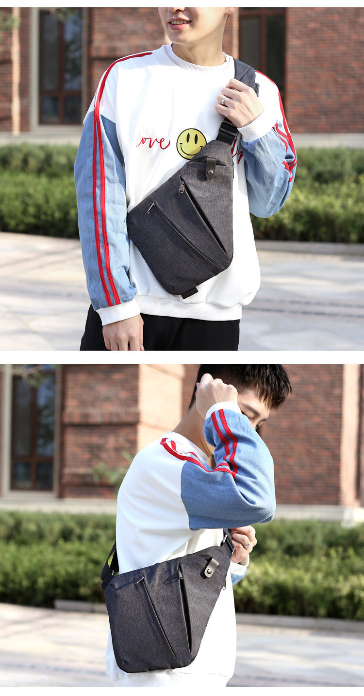 Right shoulder gun bag cross-border wholesale nylon chest bag men's lightweight simple large capacity messenger bag casual close-fitting shoulder bag