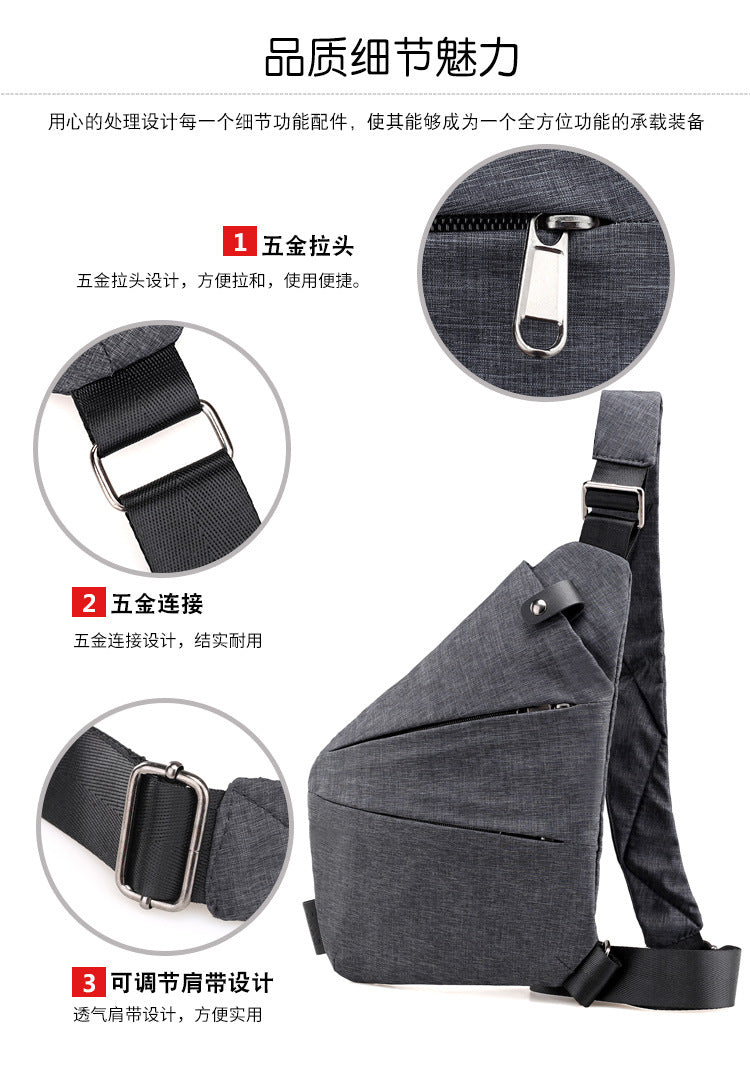 Right shoulder gun bag cross-border wholesale nylon chest bag men's lightweight simple large capacity messenger bag casual close-fitting shoulder bag