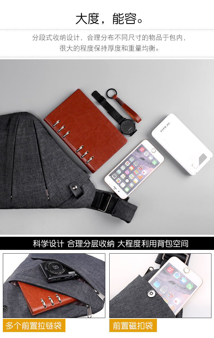 Right shoulder gun bag cross-border wholesale nylon chest bag men's lightweight simple large capacity messenger bag casual close-fitting shoulder bag
