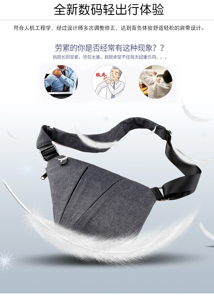 Right shoulder gun bag cross-border wholesale nylon chest bag men's lightweight simple large capacity messenger bag casual close-fitting shoulder bag