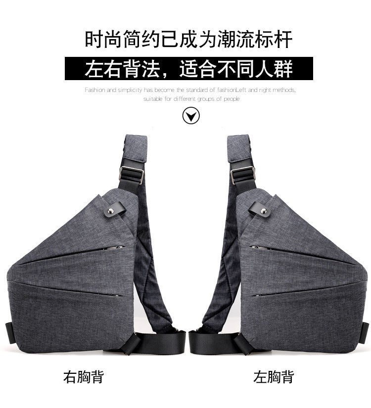 Right shoulder gun bag cross-border wholesale nylon chest bag men's lightweight simple large capacity messenger bag casual close-fitting shoulder bag