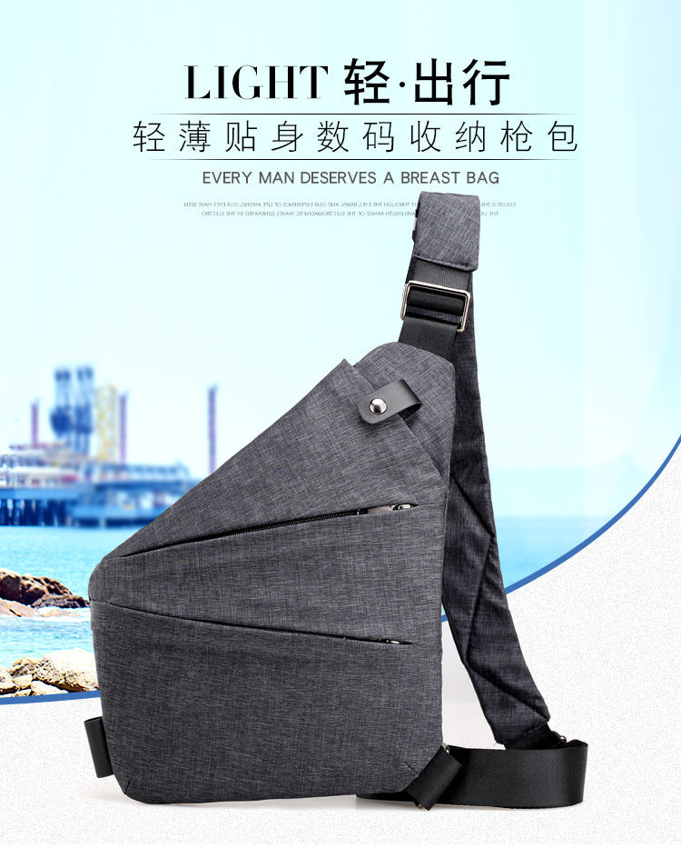 Right shoulder gun bag cross-border wholesale nylon chest bag men's lightweight simple large capacity messenger bag casual close-fitting shoulder bag