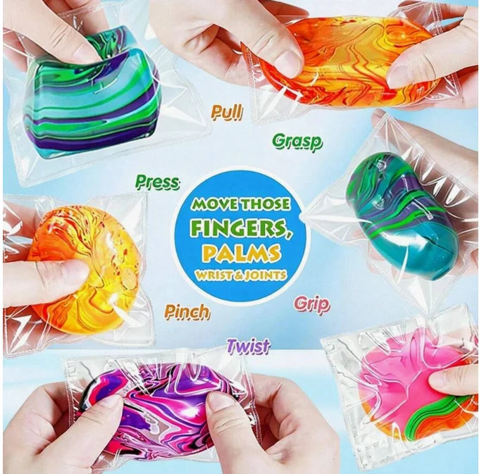 Marble Swirl Squishy Fidget Toy StressRelief Hand Squeeze Toy Portable SealedSensory Toys Anti Anxiety Hand ExerciseFidget Gifts