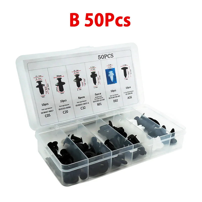 Auto Fastener Clip Mixed Car Body Push Retainer Pin Rivet Bumper Door Trim Panel Fastener Kit Car Clip 100/50 Box /Bag packaging