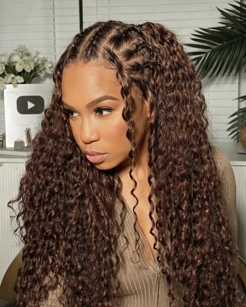 Pre-Looped Miracle Knots Brown Feather Crochet 100% Human Hair Extension Pre Separated Knotless Crochet Hair Bundles For Reusable Boho Braids