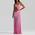 Summer Sexy Backless Irregular Long Dress Womens Side Split Sleeveless Camisole Long Dress Vacation Elegant Hollow Beach Dresses