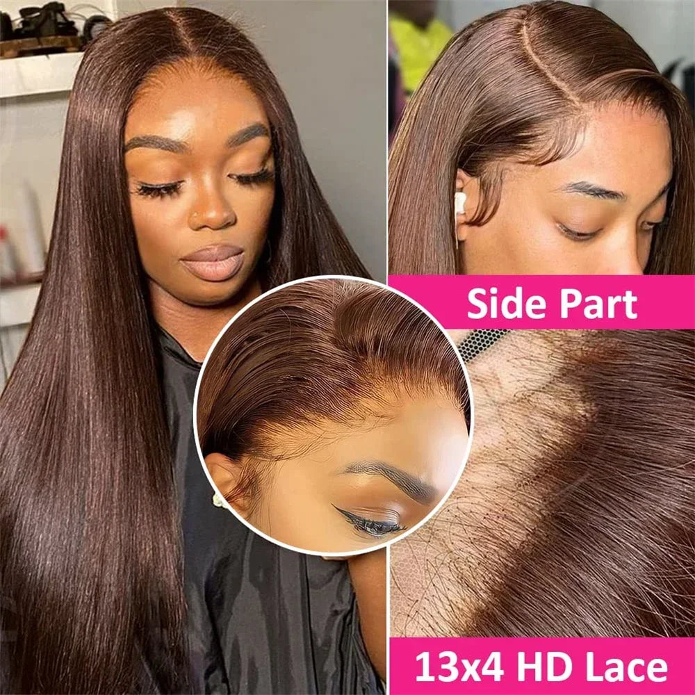 Chocolate Brown 99J Highlight Straight 13x4 HD Transparent Lace Front Remy Brazilian Human Hair Wig Pre Plucked 200 250 Density #4 Colored Straight 13x4 Lace Frontal Wigs for Women Ready to Wear On Clearance Sale Pre Plucked Black Wig Party Work Daily