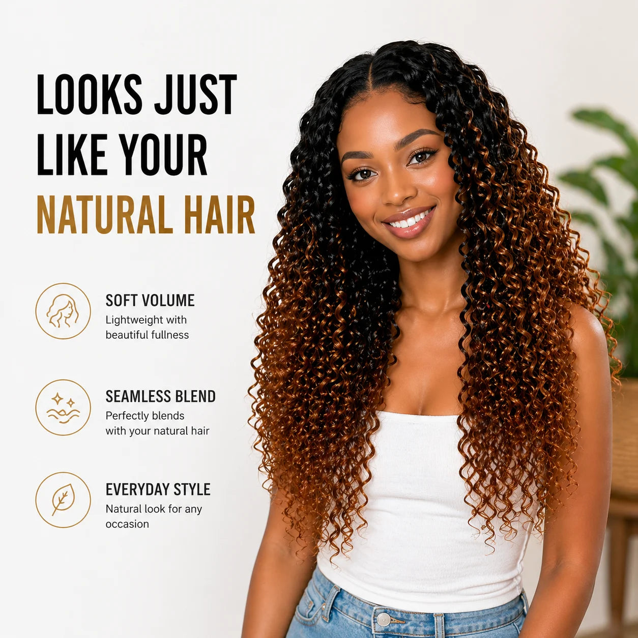 TB30 Brown Kinky Curly Crochet Hair Knotless Pre-Separated Feather Crochet Real Human Hair Reusable Miracle Konts Hair Extension