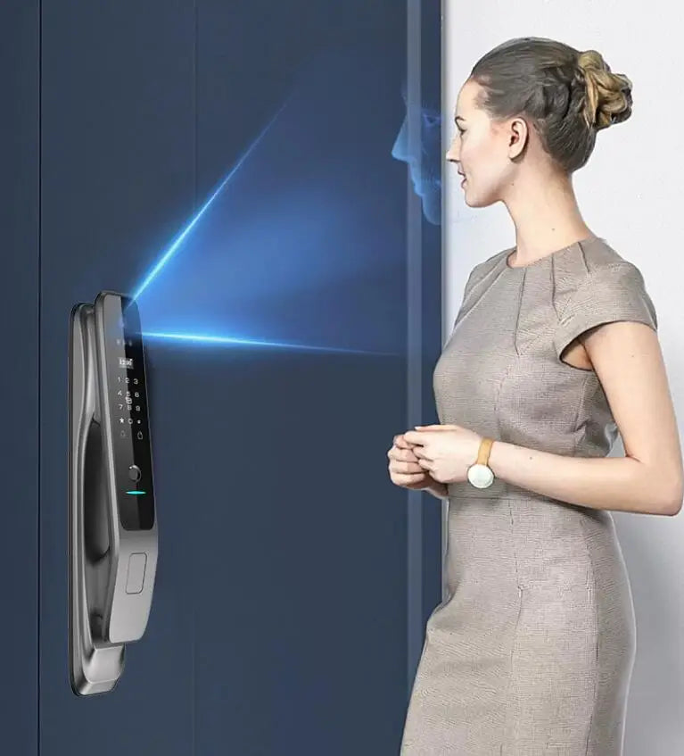 Tuya Fully Automatic Smart Door Lock with 3D Face & Fingerprint Recognition Security for Aluminum & Wood Doors Wifi Connected