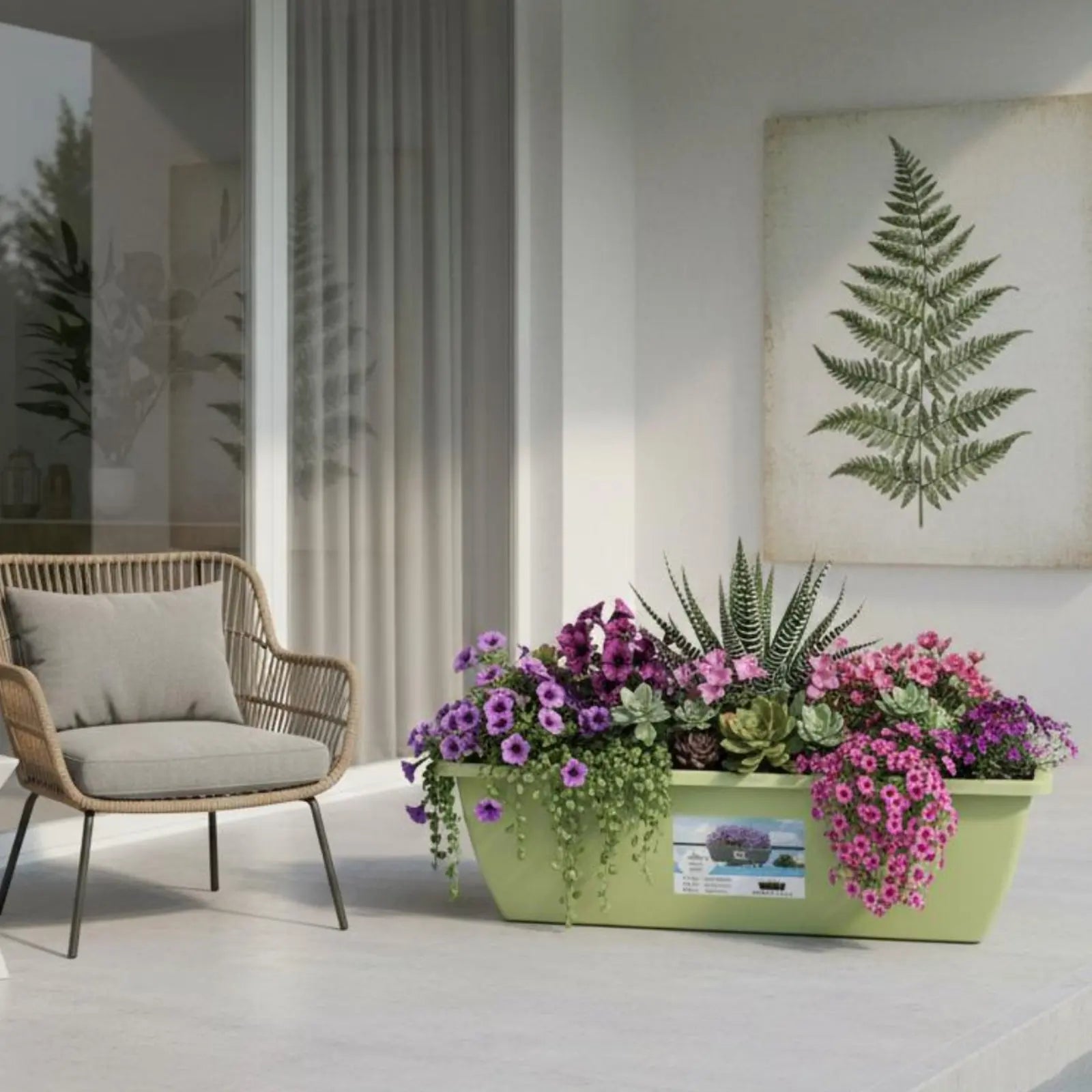 Long Plastic Vegetable Planter Indoor Outdoor Use Automatic-Watering Flower Pot Rectangular Planter Sturdy Rectangular Window