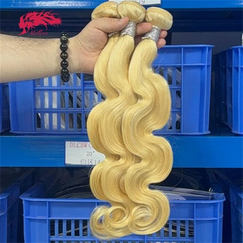 Ali Queen Hair 10A Grade Body Wave Human Hair Bundles 1pcs #613 Blone Hair Weave 100% Unprocessed Virgin Human Hair Bundle