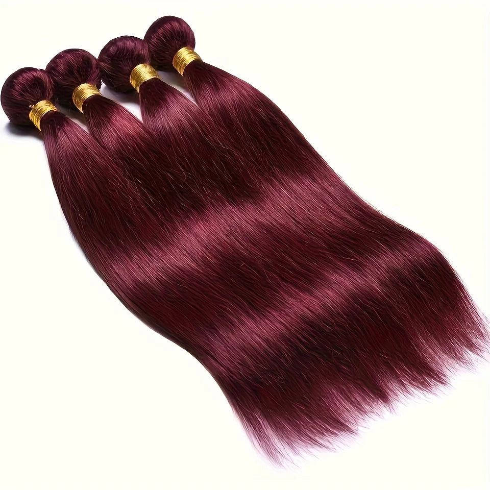 Color Burgundy  #99J Bundles Human Hair Straight Bundles Brazilian Virgin Hair Wine Red Straight 3 Bundles Human Hair Extensions