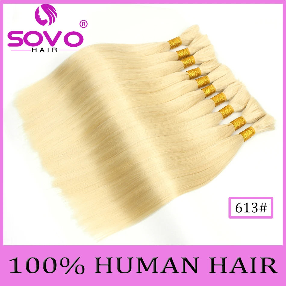 SOVO Brazilian Bulk Hair For Braiding Remy Hair Human Hair Bundles Bone Straight No Weft Natural Braiding Hair Extensions Weaves