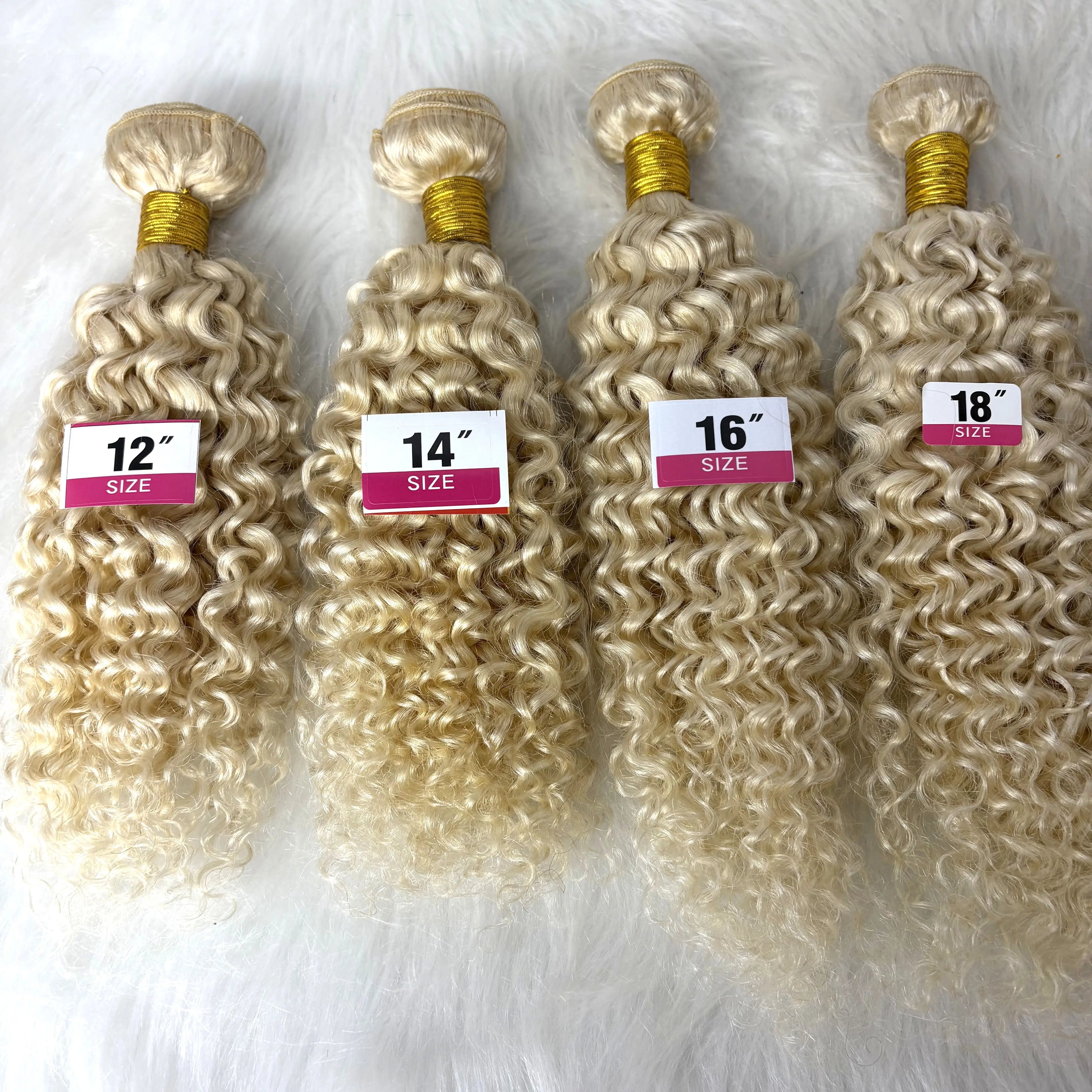 20 22Inch 613# Blonde Jerry Curly Human Hair Bundles 12A Brazilian Remy Raw Deep Wave Curly Human Hair Extensions for Women