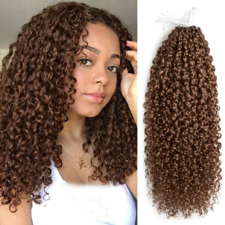 Pre-Looped Miracle Knots Brown Feather Crochet 100% Human Hair Extension Pre Separated Knotless Crochet Hair Bundles For Reusable Boho Braids