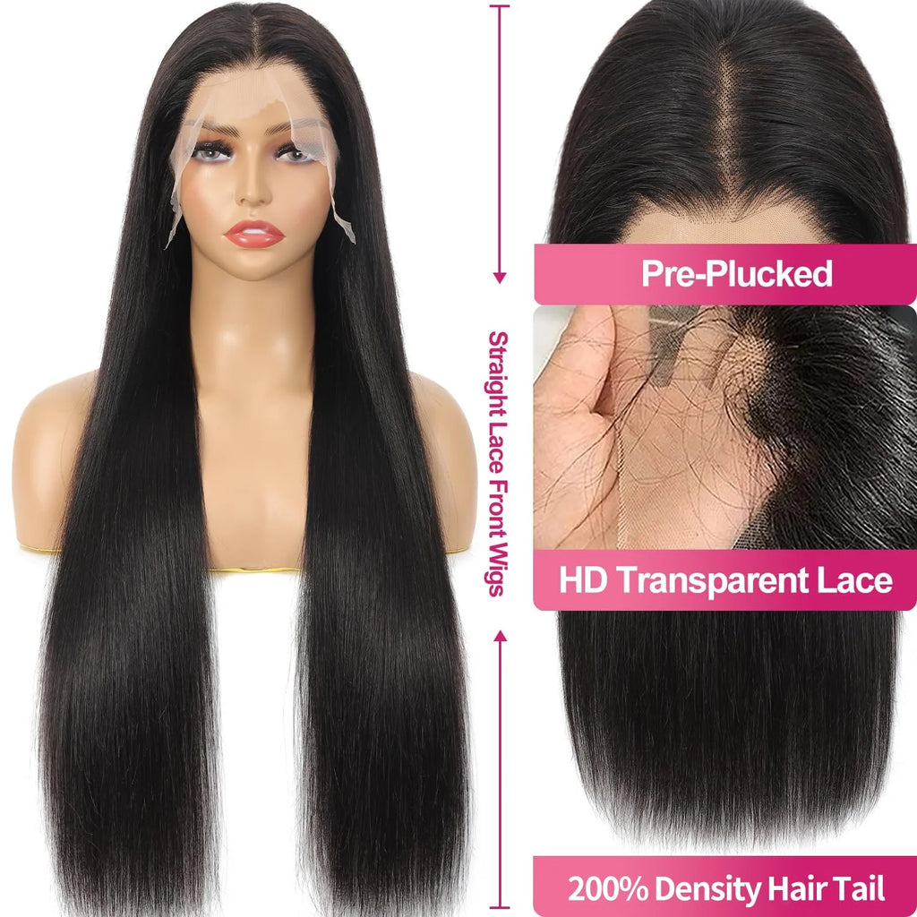 42 Inch Straight 250 Density 13x6 HD Lace Human Hair Wigs For Woman 5x5 HD Lace Closure Wig Sale Pre Plucked With Baby Hair