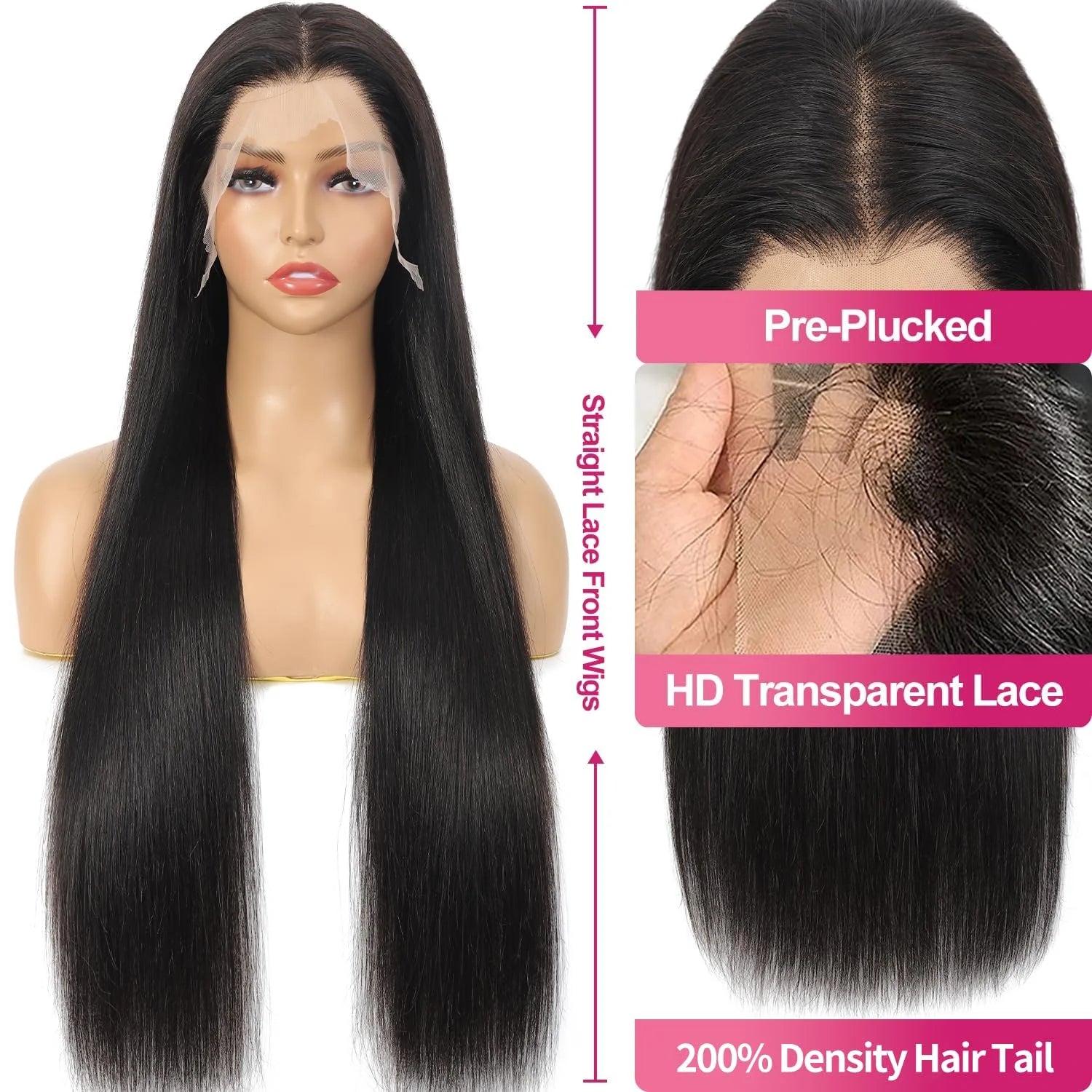 42 Inch Straight 250 Density 13x6 HD Lace Human Hair Wigs For Woman 5x5 HD Lace Closure Wig Sale Pre Plucked With Baby Hair