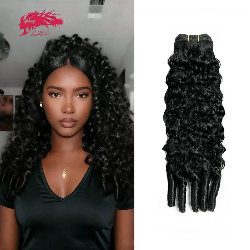 Ali Queen Hair Single Bundle 28 30 Inches Burmese Curly Human Hair Bundle 1 Pc Spiral Curly Ends Virgin Hair Weave Ringlet Curly