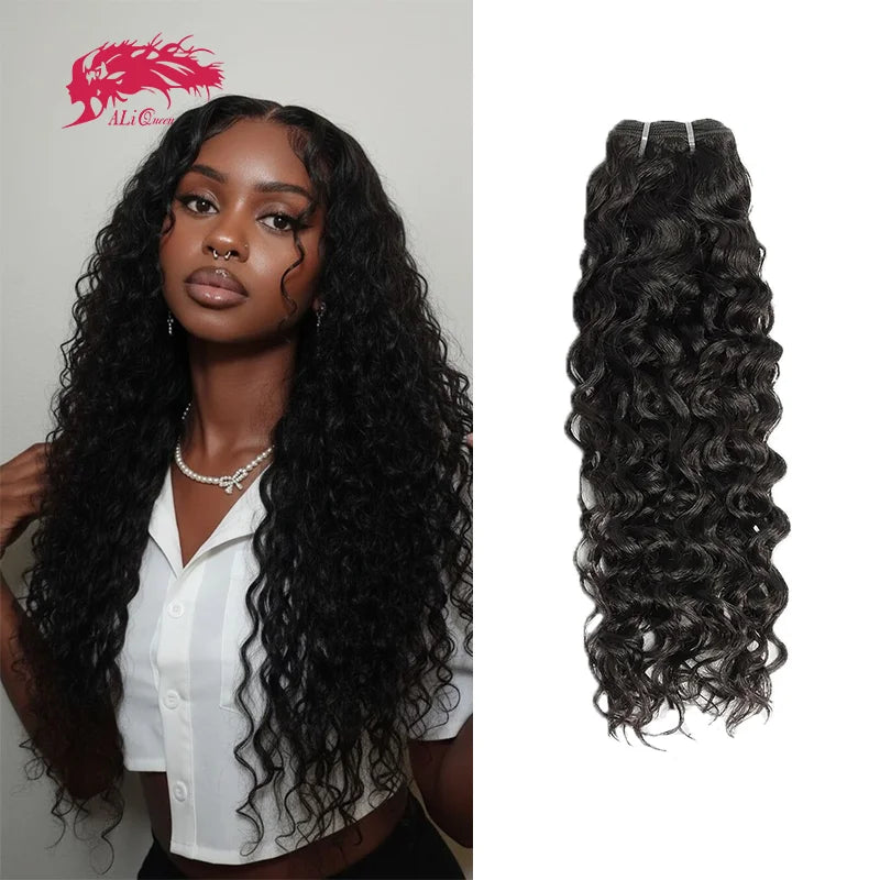 Ali Queen Hair 1Pcs 28 30 Inches Burmese Curly Human Hair Bundle Virgin Hair Weave Bouncy Curly For Women Natural Color Single