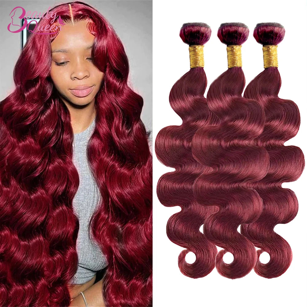 99J Burgundy Bundles 100% Human Hair Body Wave Bundles 26 28 30 Inch Wine Red Body Wave Bundle Human Hair Extensions Virgin Hair