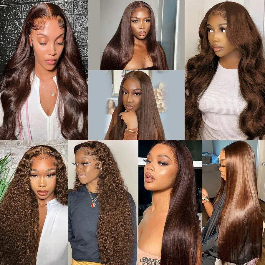 Chocolate Brown 99J Highlight Straight 13x4 HD Transparent Lace Front Remy Brazilian Human Hair Wig Pre Plucked 200 250 Density #4 Colored Straight 13x4 Lace Frontal Wigs for Women Ready to Wear On Clearance Sale Pre Plucked Black Wig Party Work Daily
