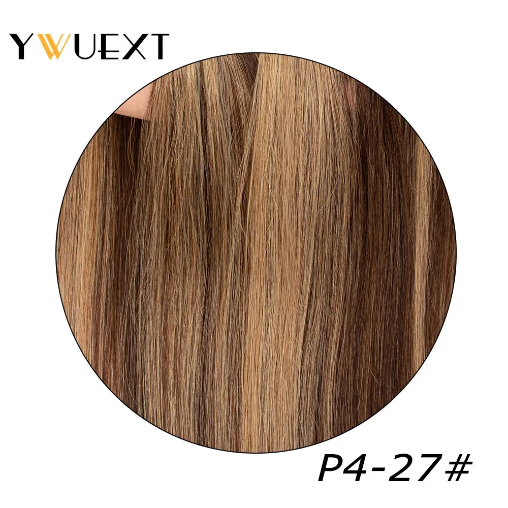 YWUEXT Genius Weft Human Hair Extensions 12-20 inches  Machine Made Remy Hair Flexible Hair Weaves Natural Straight 40-50g