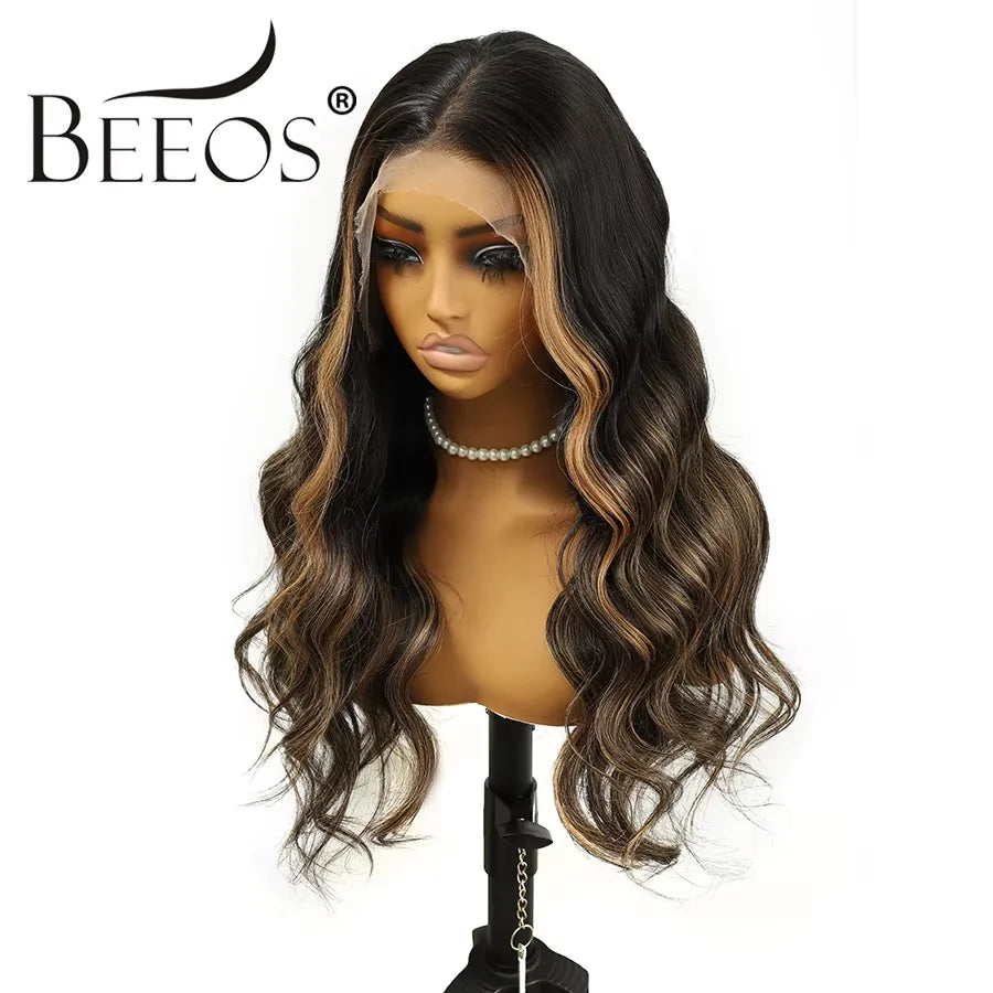 13x6 Transparent HD Lace Frontal Wigs Highlight Wig Human Hair HD Lace Wigs Quick Weave Wigs Deep Part Brazilian Hair For Women