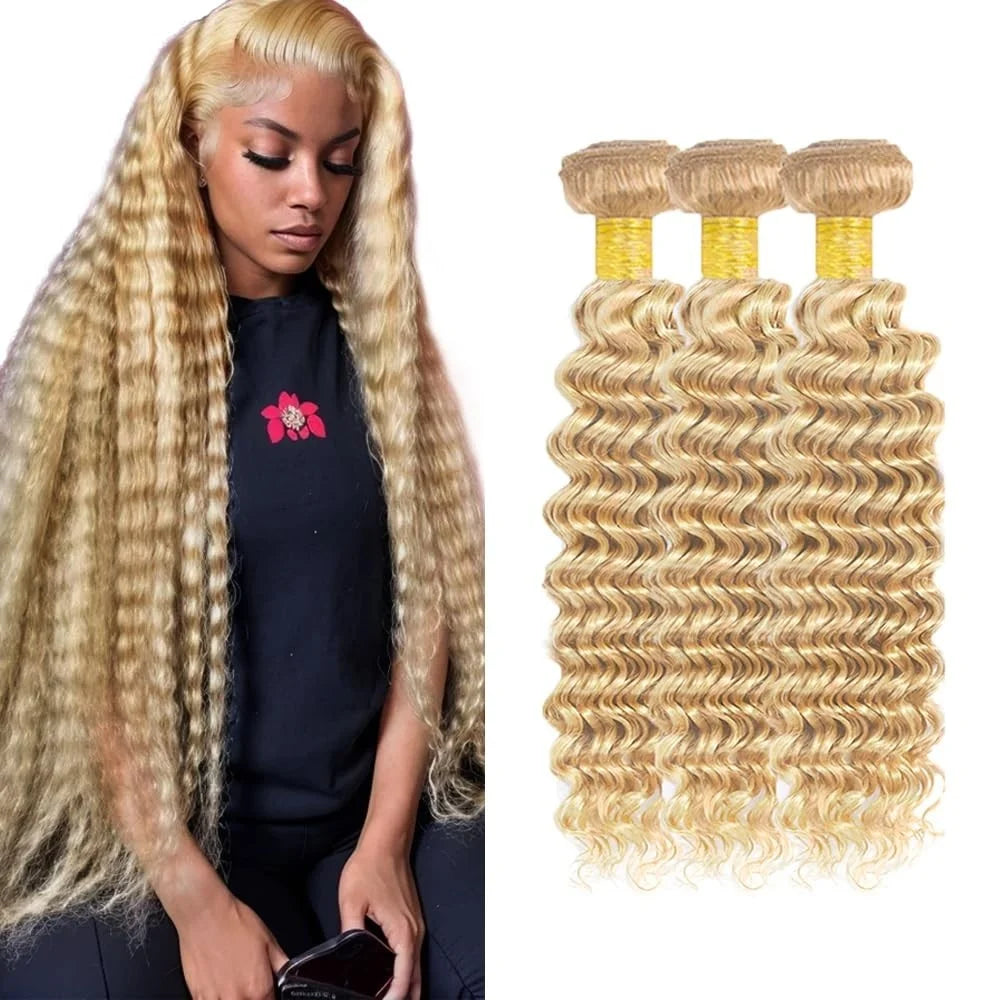 #613 Blonde Human Hair 1/3/4 Bundles Peruvian Body Wave Raw Hair Bundles 10 To 30 inch Human Hair Weft Can Be Dyed