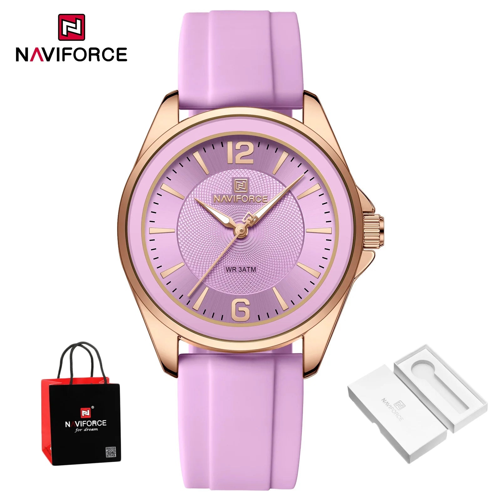 New NAVIFORCE Women's Watch Sports Silicone Strap Watch Women's Quartz Watch Clock Package Gifts Reloj Mujer Relogios Feminino