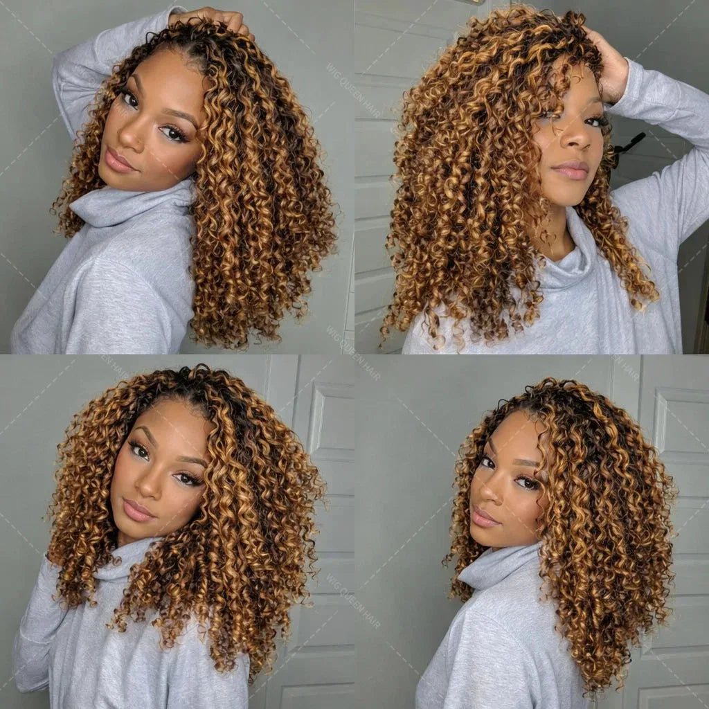 P427 Highlight Burmese Curly Feather Crochet Hair Pre Separated Knotless Crochet Extension With Spiral Curly End For Braiding