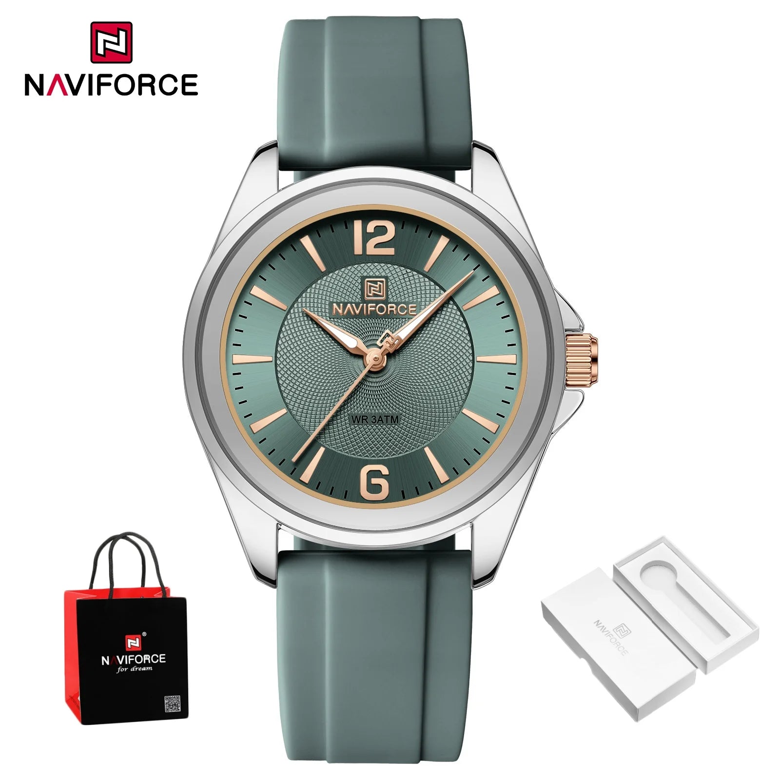 New NAVIFORCE Women's Watch Sports Silicone Strap Watch Women's Quartz Watch Clock Package Gifts Reloj Mujer Relogios Feminino