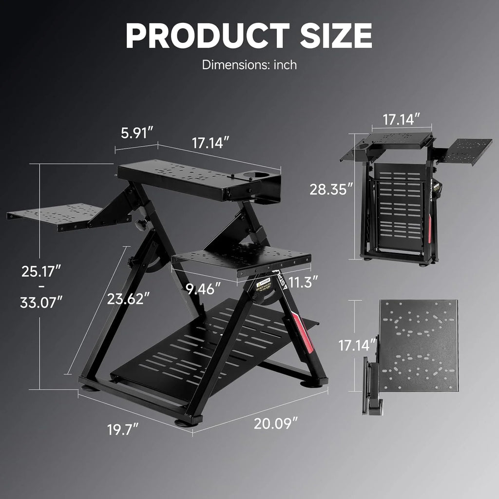 GTPLAYER Flight & Racing Simulator Stand, Foldable Gaming Cockpit Compatible with Logitech, Thrustmaster, PXN Wheels & Flight Joysticks, Black