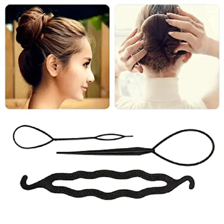 Elegant 4pcs Hair Braiding Tool Kit with Bun Maker Hair Pulling Needle &Double Hook Styling Accessories for Beautiful Hairstyles