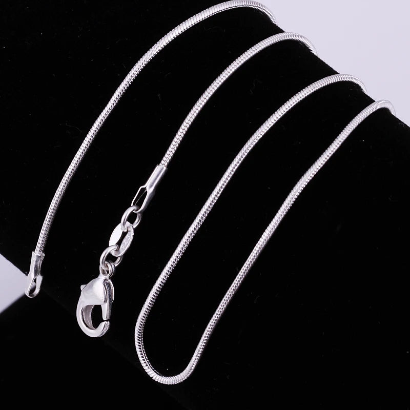 45-60cm 925 Silver 1MM/2MM/3MM solid Snake Chain Necklace For Men Women Fashion Jewelry for pendant