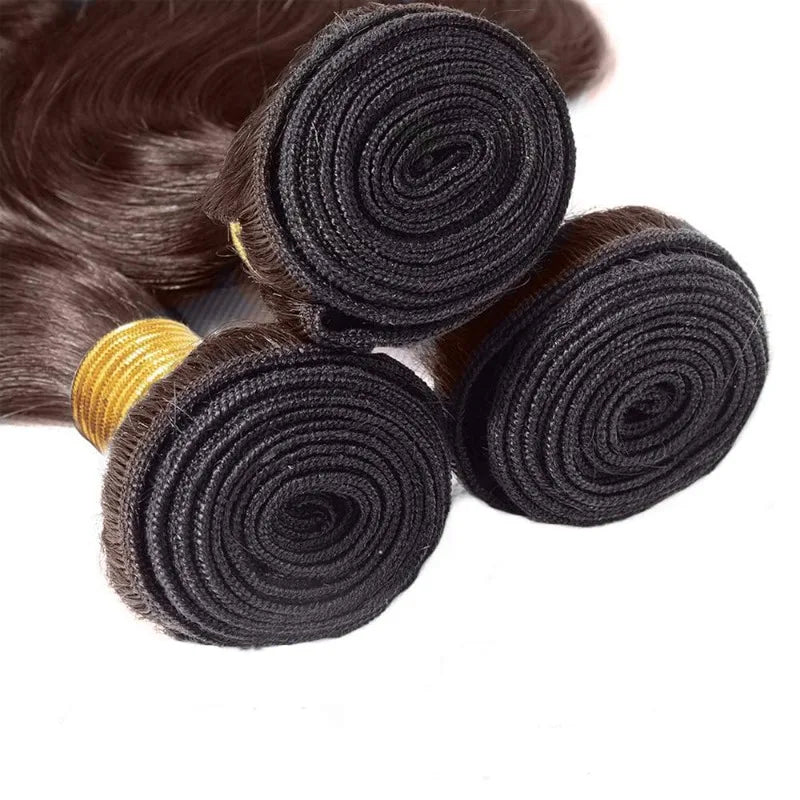 Premium Chocolate Light Brown Water Wave Bundles Human Hair 12-28inches Color #4 Virgin Remy Wet and Wavy Hair Weaving
