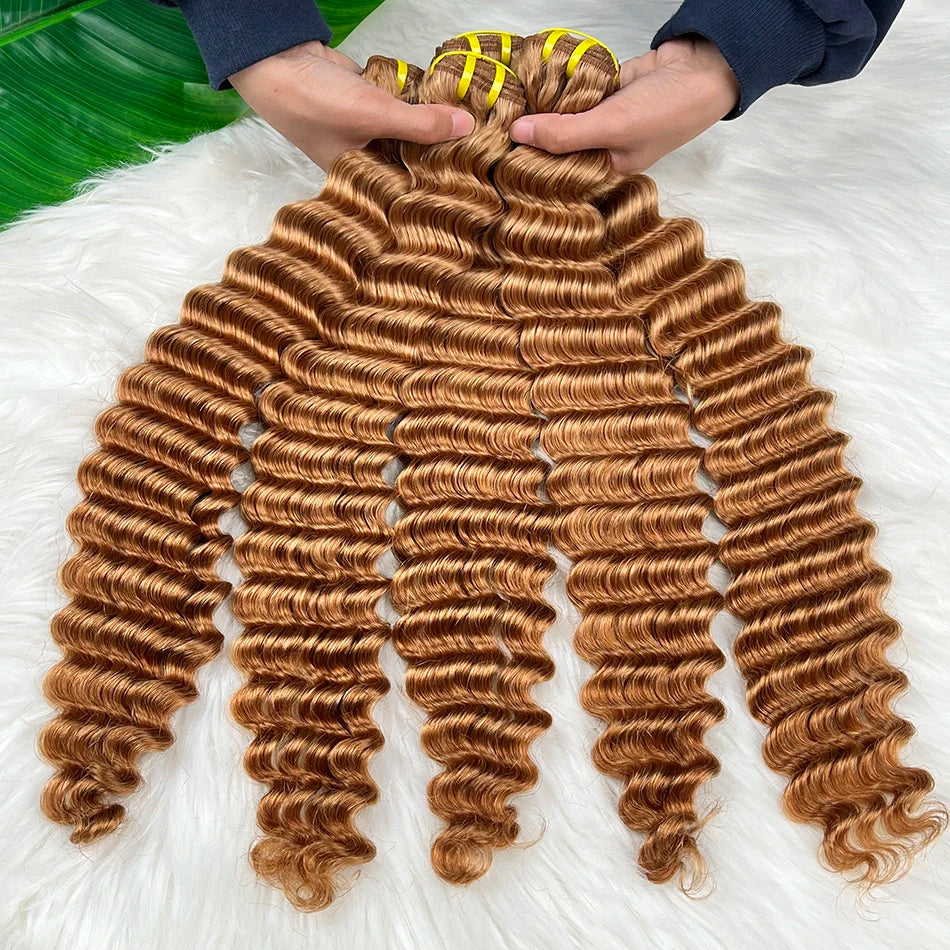 Deep Wave #30 Color Human Hair Bundles Double Weft 20-24 Inch Vietnamese Hair Weave Extensions 100% Raw Virgin Hair For Women