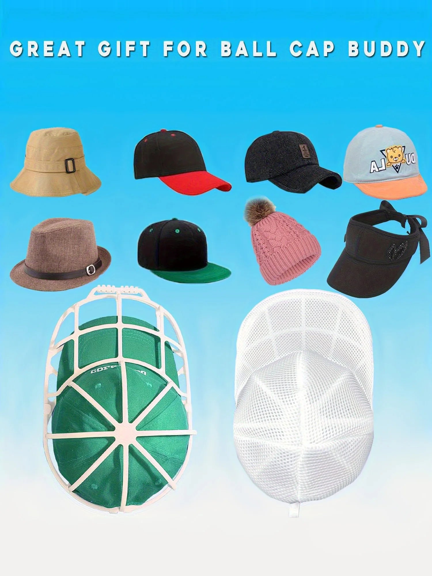 2Pcs/set Hat washing set, baseball duckbill cap, washing and sun drying integrated, non deformed machine wash protective rack