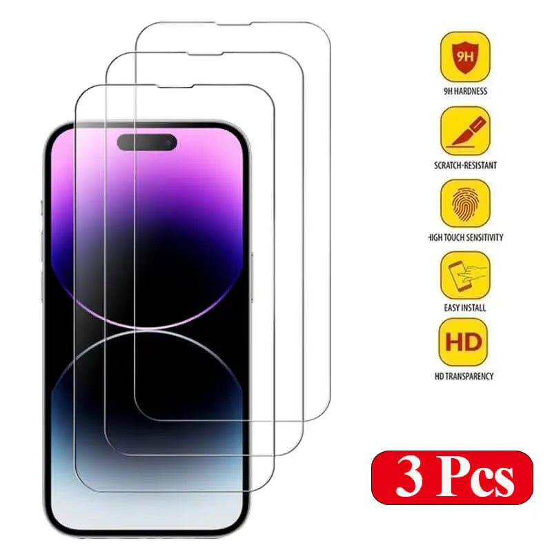 Tempered Glass for iPhone 14 Pro 15 16 17 13 12 11 Pro Max Screen Protector for iPhone 15 Pro Mica for iPhone 13 14 Pro Glass