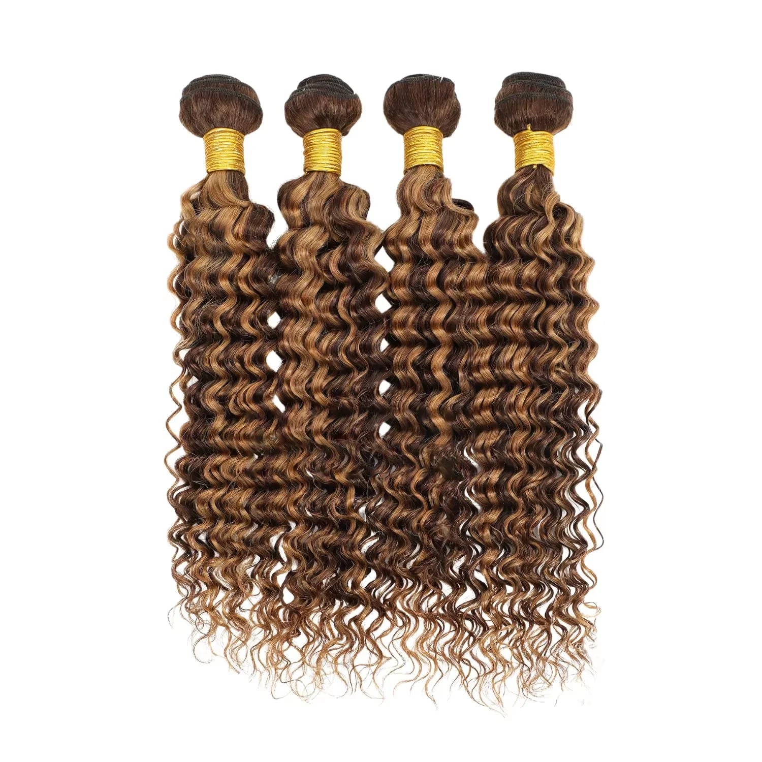 P4/27 Highlight Deep Wave Bundles Human Hair For Women Brazilian Hair Weaving Ombre Brown Curly Hair Bundles Deals For Extension