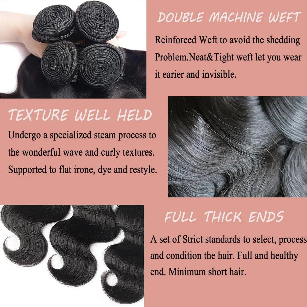 15A Raw Indian Human Hair Bundles Body Wave Bundles Human Hair Triple Lifespan Straight Deep Curly Wave Virgin Remy Hair No Tangle Shedding Keep Texture Silky Soft After Multiple Washes