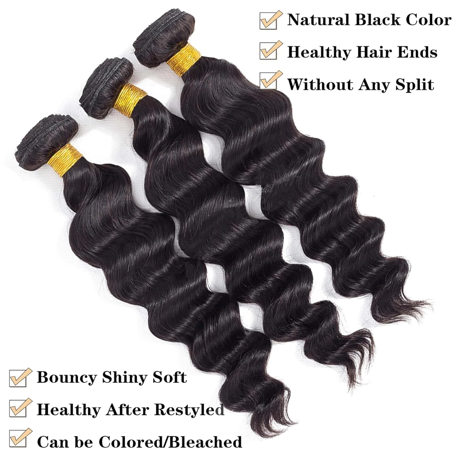 Loose Deep Wave Bundles with Closure Brazilian Virgin Human Hair Bundles Wet and Wavy Human Hair bundles with 4×4 Closure