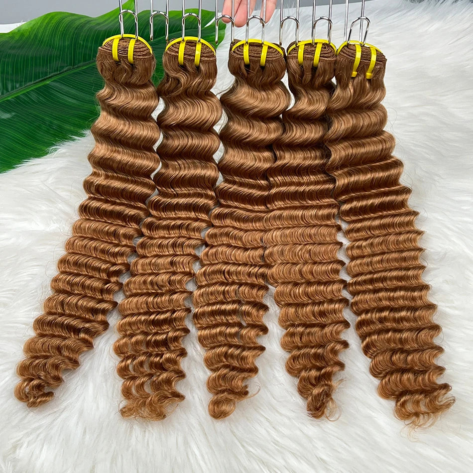 Deep Wave #30 Color Human Hair Bundles Double Weft 20-24 Inch Vietnamese Hair Weave Extensions 100% Raw Virgin Hair For Women