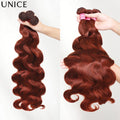 UNice Hair Reddish Brown Body Wave Bundles 1/3/4 PCS Deal 100% Human Hair Bundles Sew In Weaves 100Grams Per Bundle Hair Extensions 10-26 Inch